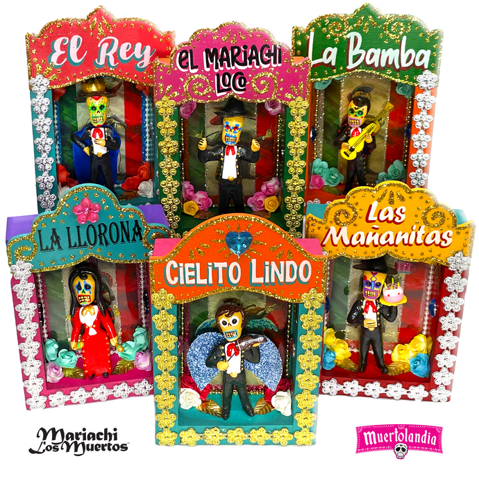 Handcrafted Nicho Art Series: Mariachi los Muertos
