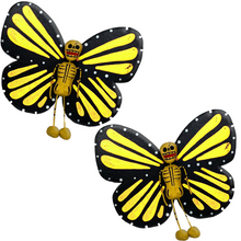 Load image into Gallery viewer, Handmade Jumbo Mariposa Butterfly Magnets (Calaca 2 Pack) Art & Decor Mexico Calaca Yellow