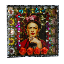 Load image into Gallery viewer, Handmade Jumbo Framed Frida Wall Art Piece Art & Decor Mexico Black Wood Box - Mariposa Ring