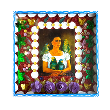 Load image into Gallery viewer, Handmade Jumbo Framed Frida Wall Art Piece Art & Decor Mexico Blue Wood Box - Pájaros