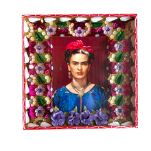 Load image into Gallery viewer, Handmade Jumbo Framed Frida Wall Art Piece Art & Decor Mexico Red Wood Box - Necklace