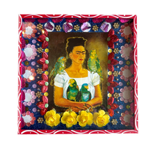Load image into Gallery viewer, Handmade Jumbo Framed Frida Wall Art Piece Art & Decor Mexico Red Wood Box - Pájaros