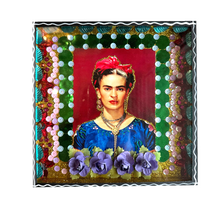 Load image into Gallery viewer, Handmade Jumbo Framed Frida Wall Art Piece Art & Decor Mexico Black Wood Box - Necklace