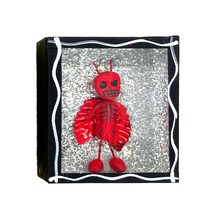 Load image into Gallery viewer, Handmade Wood Portrait Nicho Magnet - Diablito Calaca Shadow Boxes Mexico Black Wood Box