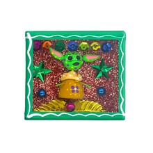 Load image into Gallery viewer, Handmade Square Shadow Box Nicho - Yodacaltiche Magnet Shadow Boxes Mexico Green Wood Box