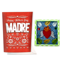 Load image into Gallery viewer, Happy Mother's Day Card + Handmade Nicho - Madre Gift Set Greeting Cards Muertolandia.com Card + Green Box