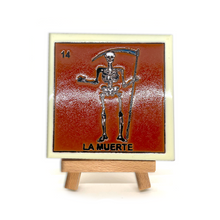 Load image into Gallery viewer, Handmade Clay Square Tile and Stand - Loteria