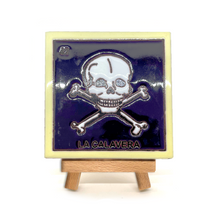 Load image into Gallery viewer, Handmade Clay Square Tile and Stand - Loteria Tile Mexico No. 42 - La Calavera