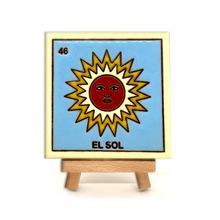 Load image into Gallery viewer, Handmade Clay Square Tile and Stand - Loteria