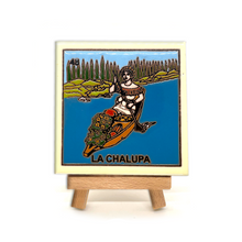 Load image into Gallery viewer, Handmade Clay Square Tile and Stand - Loteria Tile Mexico No. 48 - La Chalupa