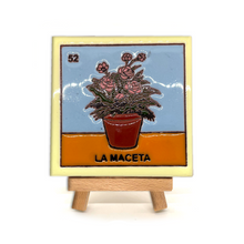 Load image into Gallery viewer, Handmade Clay Square Tile and Stand - Loteria