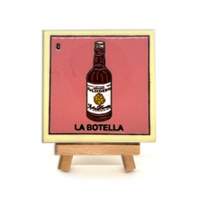 Load image into Gallery viewer, Mexican Handmade Clay Square Tile and Stand - Loteria Tile Mexico No. 8 - La Botella