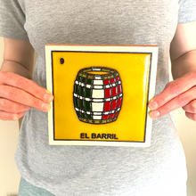 Load image into Gallery viewer, Handmade Clay Square Tile - Loteria 6" x 6" Tile Mexico