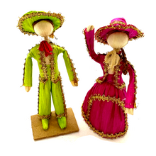 Load image into Gallery viewer, Handmade Mexican Corn Husk Tamal Los Charritos Art & Decor Mexico LA Green / Magenta