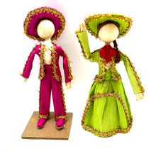 Load image into Gallery viewer, Handmade Mexican Corn Husk Tamal Los Charritos Art & Decor Mexico LA Magenta / Green