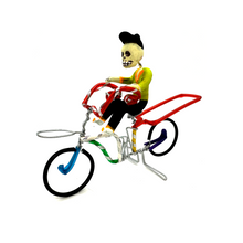 Load image into Gallery viewer, Handmade Mexican Figurine - El Compa Efraim En Bicicleta - Wire Bicycle Art & Decor Muertolandia.com Black Hat