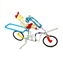 Load image into Gallery viewer, Handmade Mexican Figurine - El Compa Efraim En Bicicleta - Wire Bicycle Art & Decor Muertolandia.com Red Hat