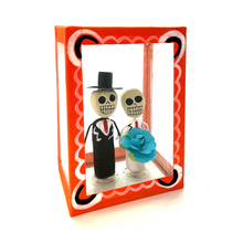 Load image into Gallery viewer, Handmade Window Shadow Box Nicho - See Through Series  - Novio y Novio Shadow Boxes Mexico CC Orange