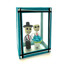 Load image into Gallery viewer, Handmade Window Shadow Box Nicho - See Through Series  - Novio y Novio Shadow Boxes Mexico CC Teal