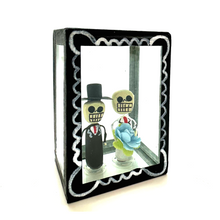 Load image into Gallery viewer, Handmade Window Shadow Box Nicho - See Through Series  - Novio y Novio Shadow Boxes Mexico CC Black
