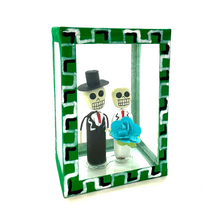 Load image into Gallery viewer, Handmade Window Shadow Box Nicho - See Through Series  - Novio y Novio Shadow Boxes Mexico CC Green