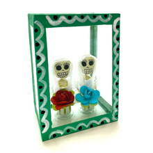 Load image into Gallery viewer, Handmade Window Shadow Box Nicho - See Through Series  - Novias Shadow Boxes Mexico CC Green
