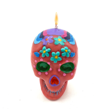 Load image into Gallery viewer, Mexican Handmade Candle - Sugar Skull Calavera Art & Decor Muertolandia.com Sugar Plumb