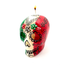 Load image into Gallery viewer, Mexican Handmade Candle - Sugar Skull Calavera Art & Decor Muertolandia.com Bandera