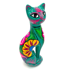 Load image into Gallery viewer, Handmade Mexican Ceramic - Gato Cat Bank Bar Goods Nuevetón Verde Azulado