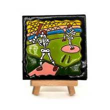 Load image into Gallery viewer, Mexican Handmade Clay Tile and Stand - Los Beisboleros Baseball Tile Mexico