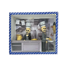 Load image into Gallery viewer, Handmade Framed Wall Art Piece - Nicho Los Cocineros Art & Decor Mexico CC Blue Wood Frame