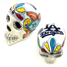 Load image into Gallery viewer, Mexican Handmade Ceramic - Calavera Sugar Skull Art & Decor Nuevetón Los Angeles Dodgers 2