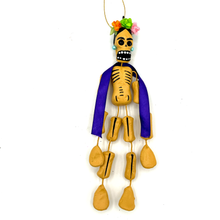 Load image into Gallery viewer, Handmade Mexican Barro Ornament - Calaca Frida Art & Decor Mexico CC Dark Blue Shall