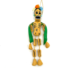 Load image into Gallery viewer, Handmade Mexican Barro Ornament - Calaca Frida Art & Decor Mexico CC Green Shall