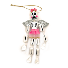 Load image into Gallery viewer, Handmade Mexican Barro Ornament - Calaca Falda Angel Art & Decor Mexico CC Pink