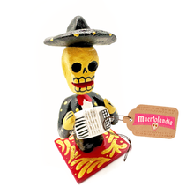 Load image into Gallery viewer, Handmade Mexican Figurine - Mariachi Nuevo Real "Don Acordeón" Art & Decor Muertolandia.com