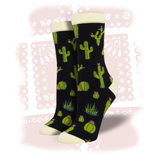 Load image into Gallery viewer, Women's Bamboo "King Cactus" Socks Socks SockSmith Black