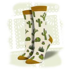 Load image into Gallery viewer, Women's Bamboo "King Cactus" Socks Socks SockSmith Ivory