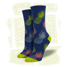 Load image into Gallery viewer, Women's Bamboo "Pineapple Piña" Socks Socks SockSmith Blue