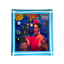 Load image into Gallery viewer, Handmade Square Shadow Box Nicho - Frida Photo Magnet Shadow Boxes Mexico Cigarette - Blue Box