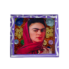 Load image into Gallery viewer, Handmade Square Shadow Box Nicho - Frida Photo Magnet Shadow Boxes Mexico Head Wrap - Lavender Box