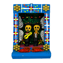 Load image into Gallery viewer, Handmade Shadow Box Nicho - Mariachi Shadow Boxes Mexico CC Blue Wood Box
