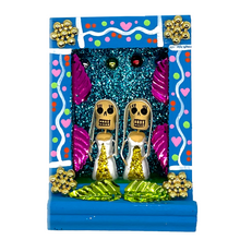 Load image into Gallery viewer, Handmade Shadow Box Nicho - Novio y Novia (Los Novios) Shadow Boxes Mexico CC Novias - Blue Box