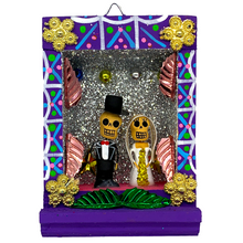 Load image into Gallery viewer, Handmade Shadow Box Nicho - Novio y Novia (Los Novios) Shadow Boxes Mexico CC Purple Wood Box