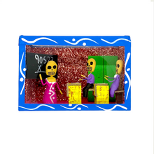 Load image into Gallery viewer, Handmade Window Shadow Box Nicho - Maestra / Teacher Shadow Boxes Mexico CC Blue Wood Box