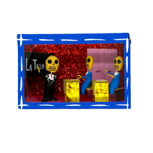 Load image into Gallery viewer, Handmade Window Shadow Box Nicho - Maestro / Teacher Shadow Boxes Mexico CC Blue Wood Box