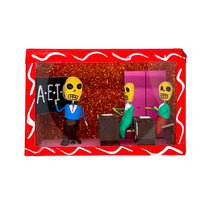 Load image into Gallery viewer, Handmade Window Shadow Box Nicho - Maestro / Teacher Shadow Boxes Mexico CC Red Wood Box