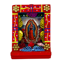 Load image into Gallery viewer, Handmade Shadow Box Nicho - Virgen de Guadalupe Shadow Boxes Mexico CC Red Wood Box- Full Body