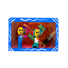 Load image into Gallery viewer, Handmade Window Shadow Box Nicho - Amigos Weaving / Telares Shadow Boxes Mexico CC Blue Wood Box