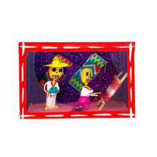 Load image into Gallery viewer, Handmade Window Shadow Box Nicho -Jarochos Weaving / Telares Shadow Boxes Mexico CC Red Wood Box